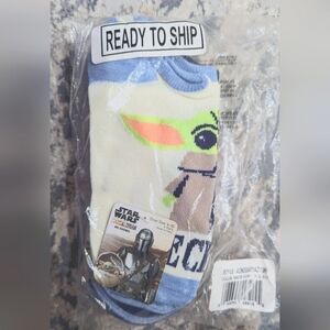 Star Wars Mandalorian Baby Yoda Socks - Blue and Cream